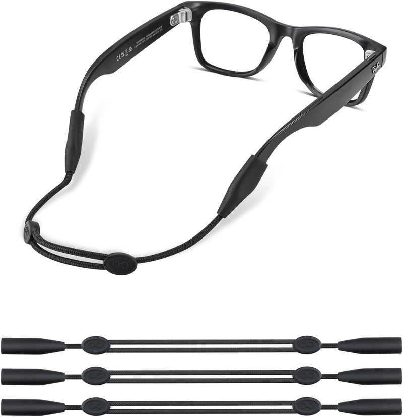 TBATAIL Glasses Strap for Ray-Ban Meta and Wide Frame Glasses –Adjustable Sunglasses Straps Cords for Men Women kids-Eye Glasses Holders Around Neck, Eyewear String Lanyard Retainer(3pcs 14in Black) - Image 1
